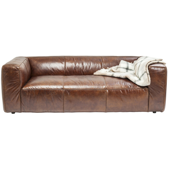Sofa Cubetto Leather 3-Seater Brown 220cm