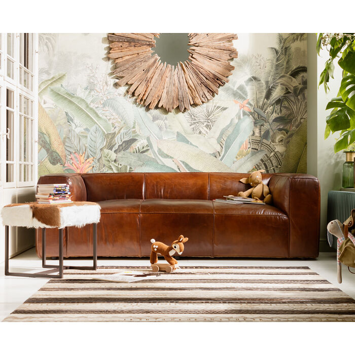 Sofa Cubetto Leather 3-Seater Brown 220cm