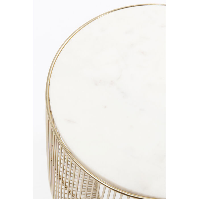 [83736] Side Table Beam White Marble Brass Ø32cm - 4