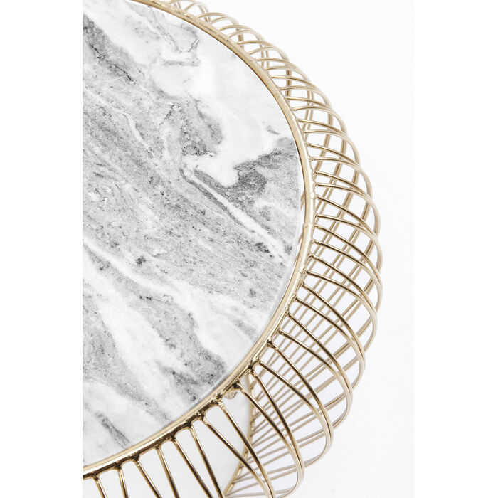 [83737] Side Table Beam Grey Marble Brass Ø43cm - 3