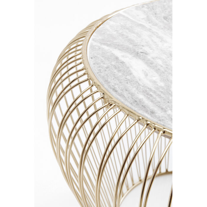 [83737] Side Table Beam Grey Marble Brass Ø43cm - 4
