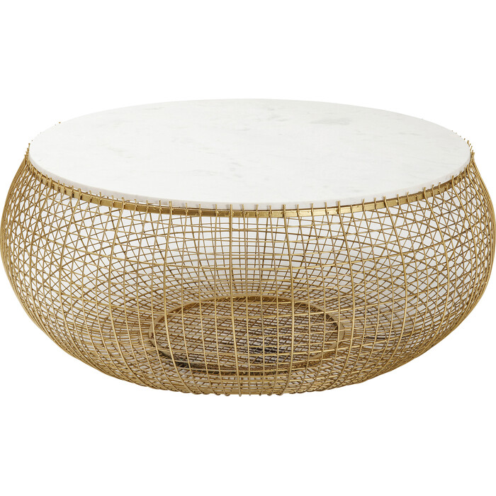 [84062] Table basse Cesta Marble doré Ø100cm