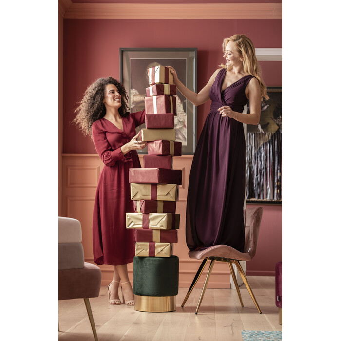 [84111] Stool Cherry Dark Green Brass Ø35cm - 2