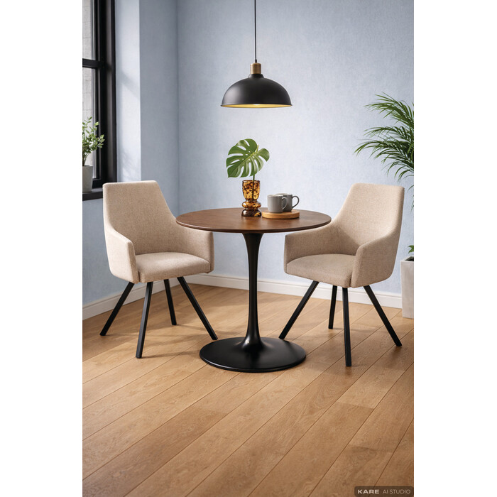 Table Invitation Set Walnut Black Ø90cm