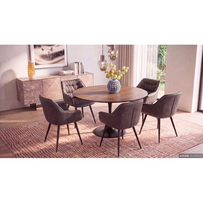 Table Invitation Set Walnut Black Ø120cm