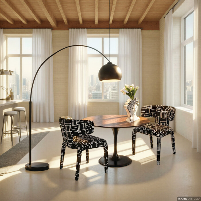 [84406] Table Invitation Set Oak Black Ø120cm - 2