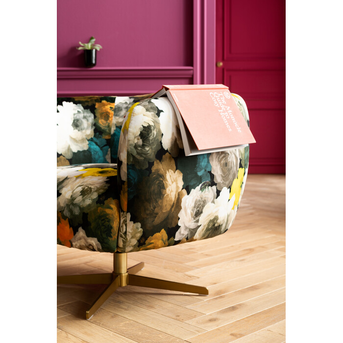 [84685] Fauteuil pivotant Peony Flower jaune - 2