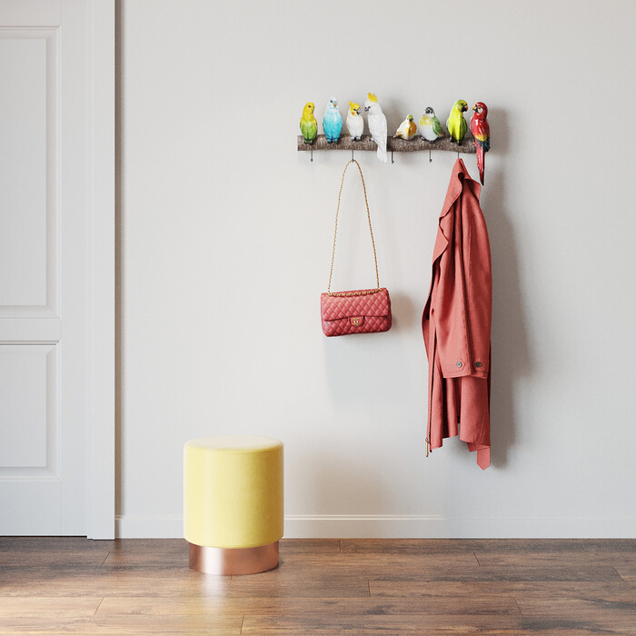 Coat Rack Exotic Birds