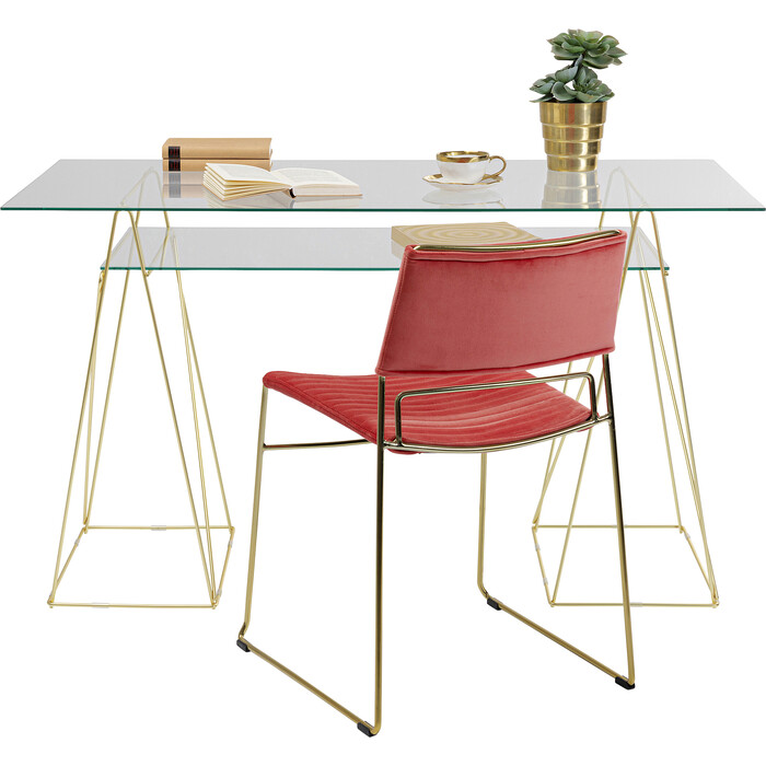 Desk Polar Brass Matt 8mm Tempered Glass