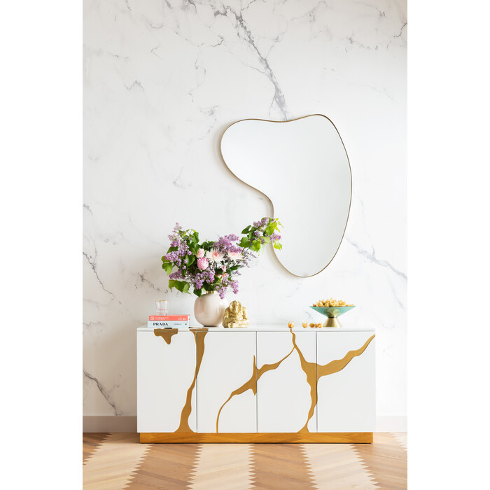 [85707] Buffet Cracked blanc doré 165x80cm - 1
