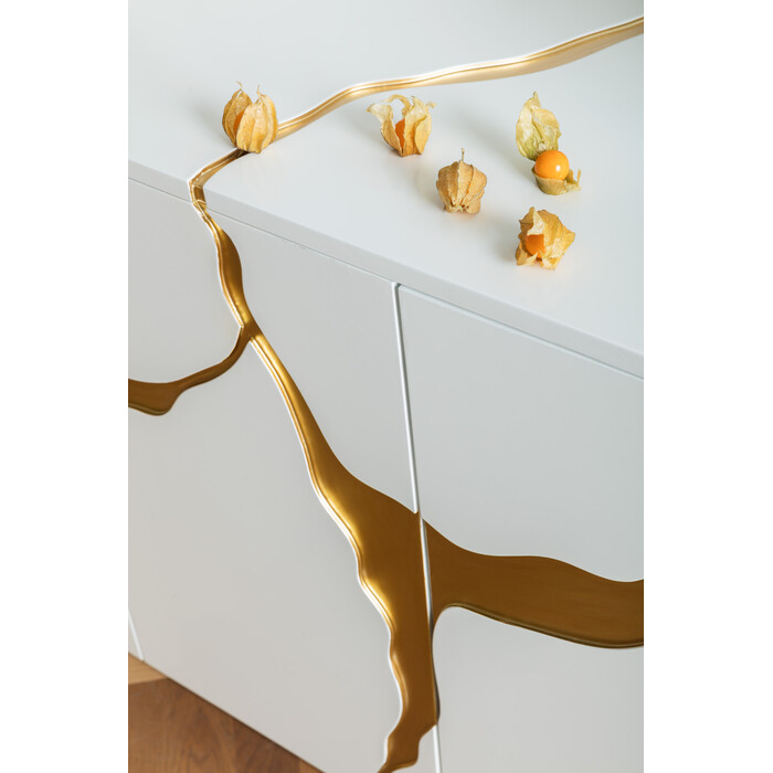 [85707] Buffet Cracked blanc doré 165x80cm - 2