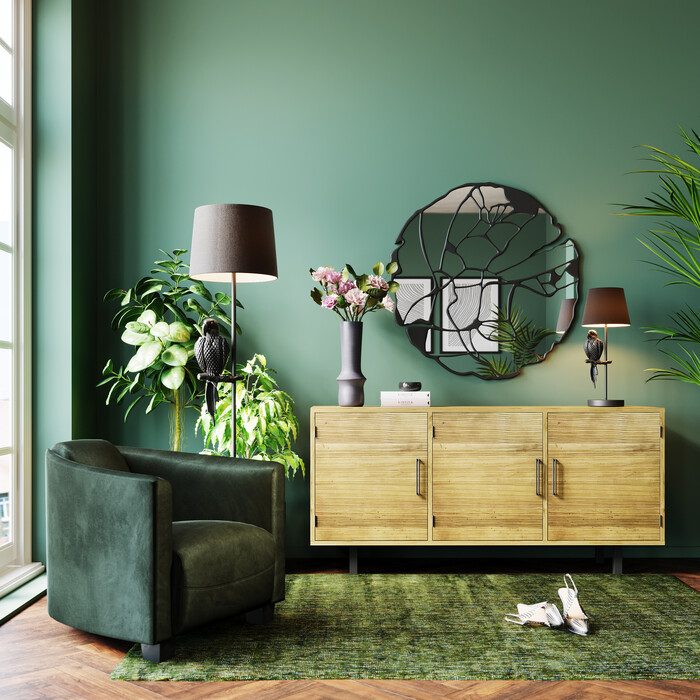 [85902] Wall Mirror Pieces Matt Black Ø100cm - 2