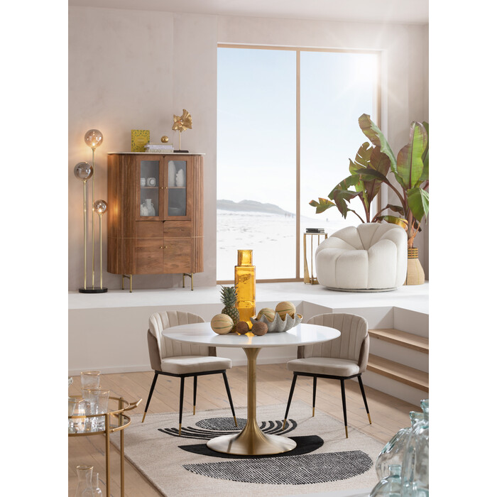 Table Invitation blanc-laiton Ø120cm