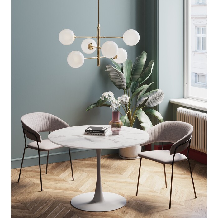 Mesa Veneto mármol blanco Ø110cm