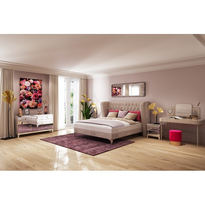 Cama Boxspring Benito Moon crema 180x200cm