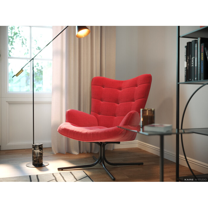 [86361] Fauteuil pivotant Oscar velours rouge - 1