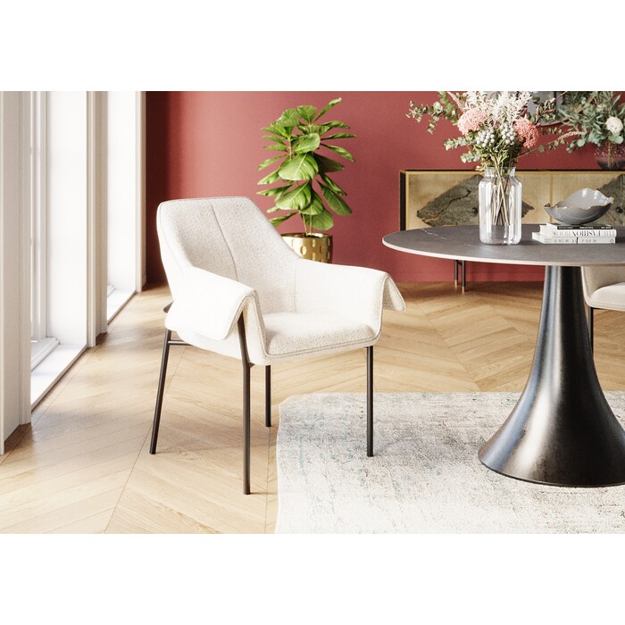 [86389] Chair with Armrest Bess Cream - 1