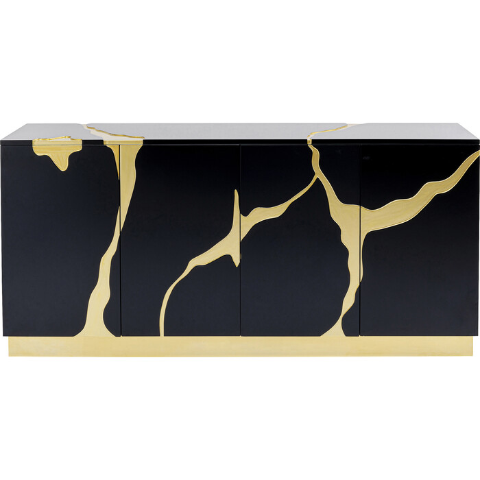 Buffet Cracked noir doré 165x80cm