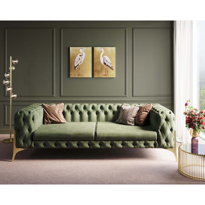 Canapé Bellissima 3-places velours vert 240cm