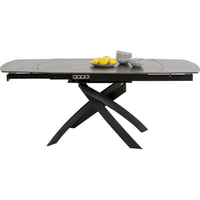 Mesa ext. Twist negro 120(30+30)x90cm