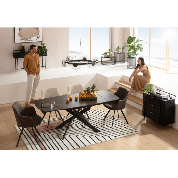 Mesa ext. Twist negro 120(30+30)x90cm