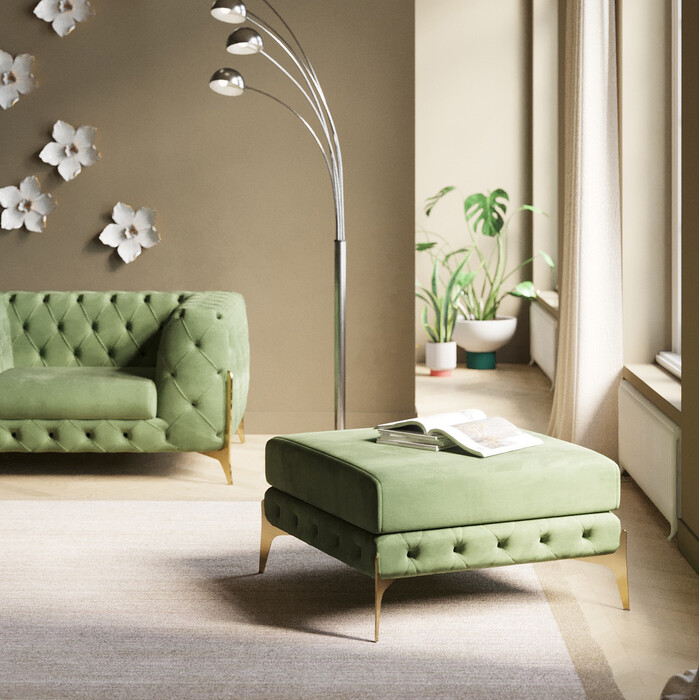 Stool Bellissima velours vert 80cm