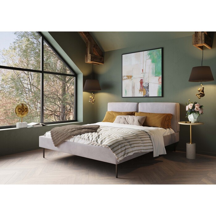 Bed East Side Cord Grey 160x200cm