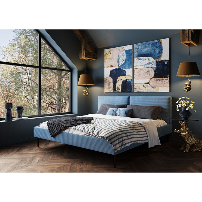 [87345] Krevet East Side Cord Blue 160x200cm - 2