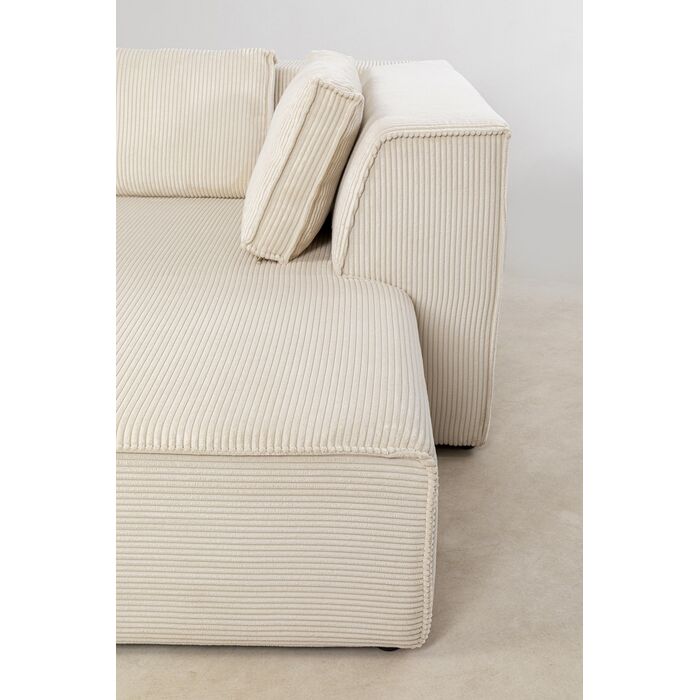 [87402] Canapé d'angle Infinity Ottomane Cord crème droite - 3