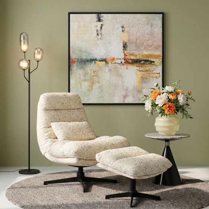 Swivel Armchair + Stool Columbia