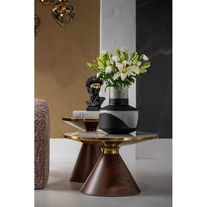 [87807] Coffee Table Cono Walnut Ceramic Ø70cm - 1
