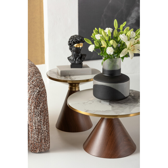 Meja Sisi Cono Walnut Seramik Ø50cm