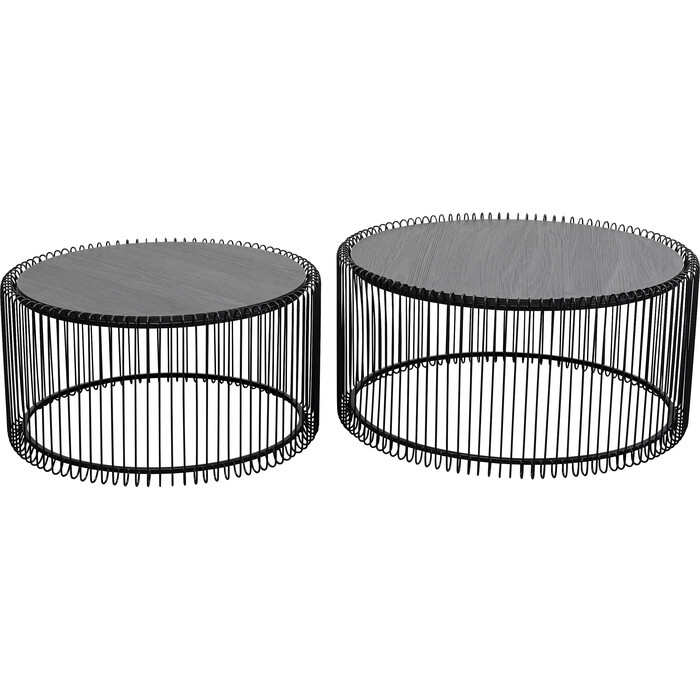 [87816] Mesa centro Wire Negro Madera (2/Set)