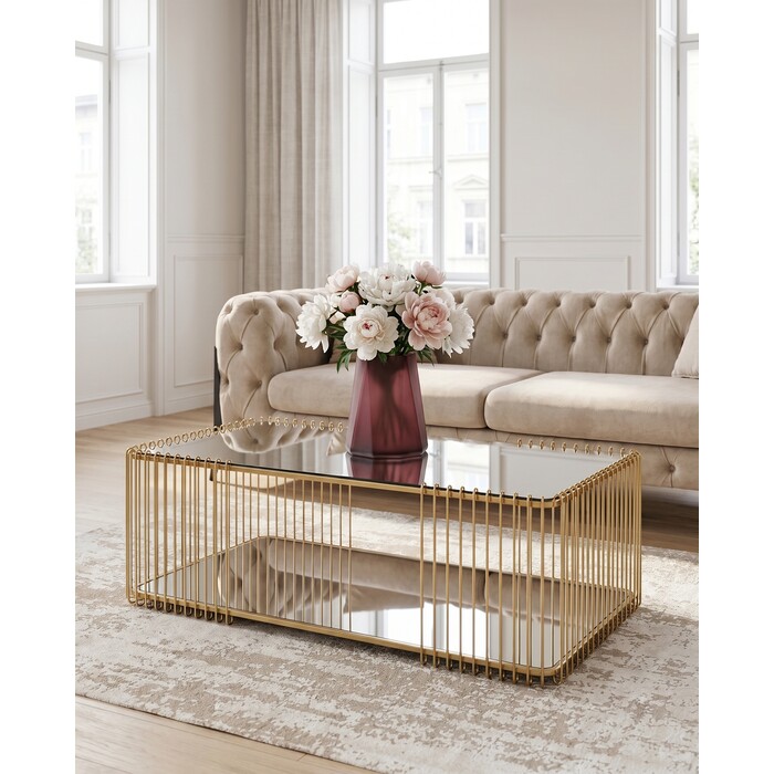 [87817] Table basse Wire Double laiton 120x60cm - 1
