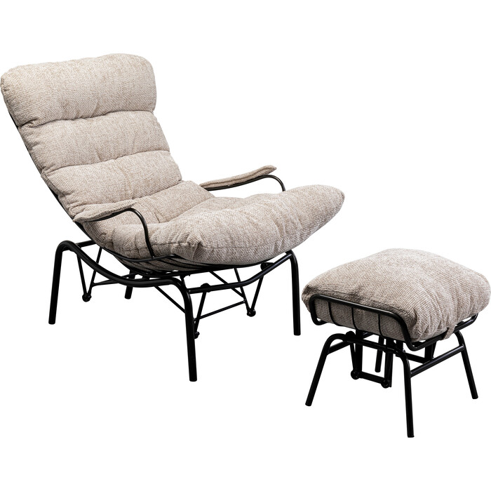 Qoltuq Kreslosu + Taburet Vienna Swing Beige