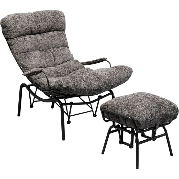 Qoltuq Kreslosu + Taburet Vienna Swing Grey