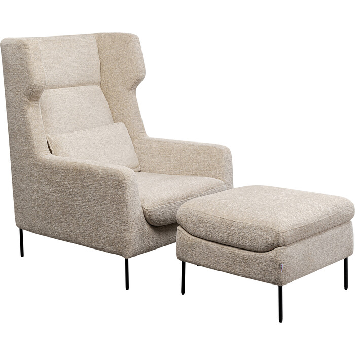 Qoltuq Kreslosu + Taburet Quinn High Beige