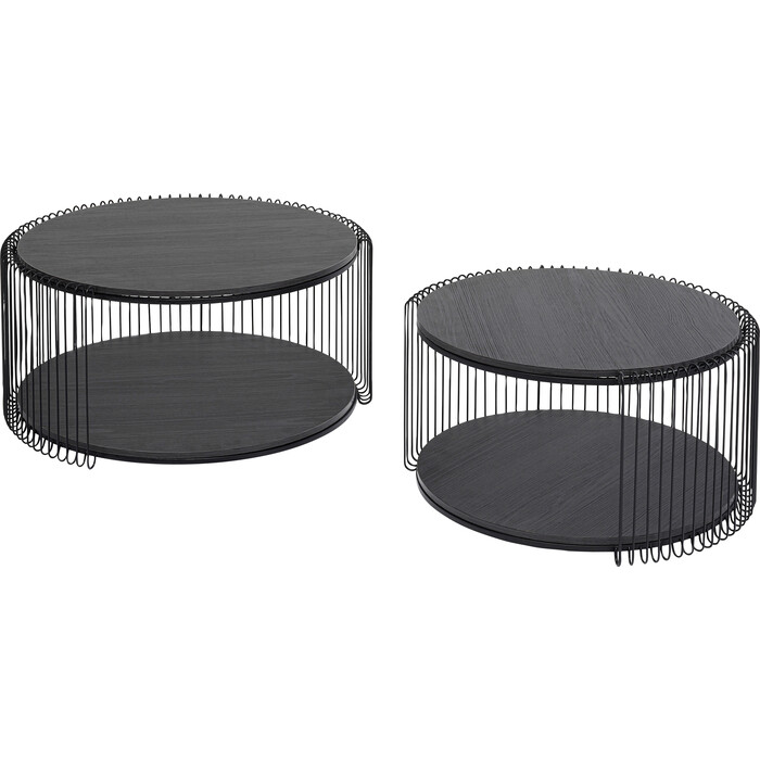 [87960] Table basse Wire Double noir bois (2/Set)