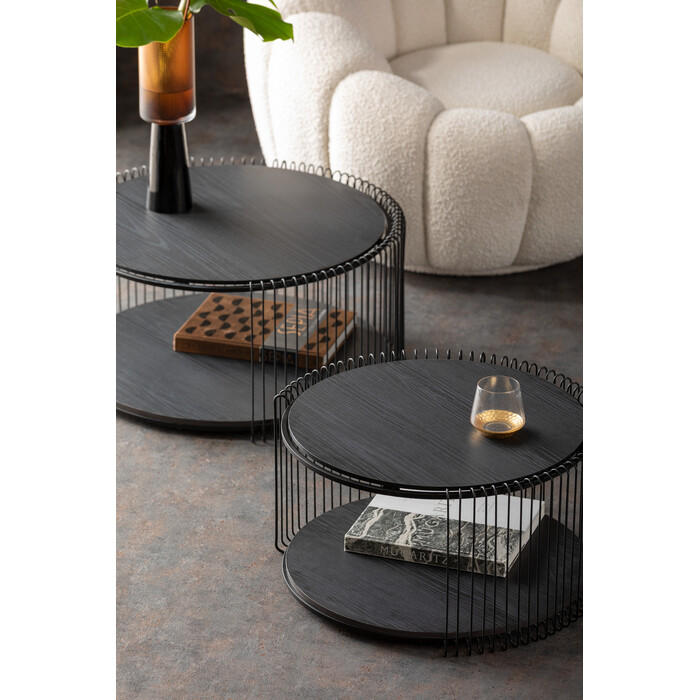 [87960] Table basse Wire Double noir bois (2/Set) - 1
