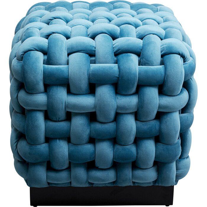 [87998] Stool Weave Square Blue 47x47cm